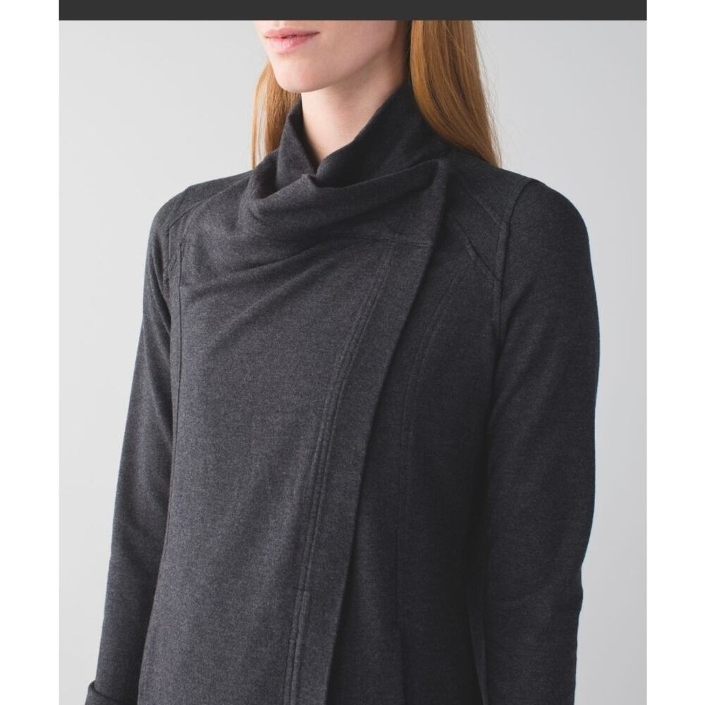 Lululemon Coast Wrap Cardigan Heathered Mod Black Size 6